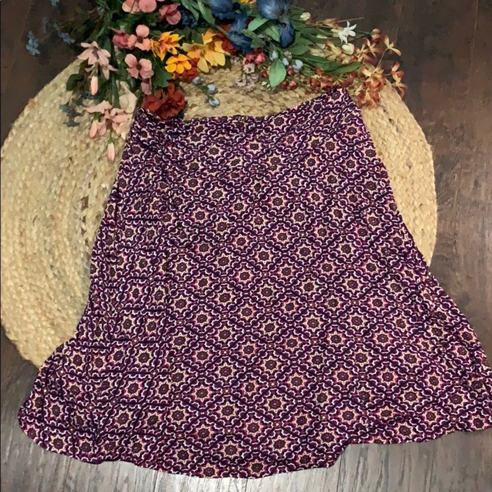 Market & Spruce Large Skirt Purple Geometric Mosaic Medallion Knit Stretch L